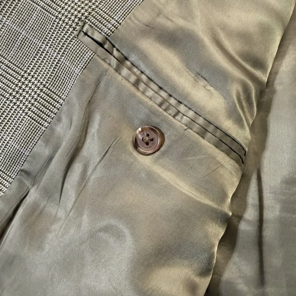 Lauren Ralph Lauren Mens Tan Glen Plaid Blazer Sport Coat 2 Button Classic